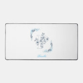 イニシャル"P"ブルーモノグラムカムフローラ デスクマット (正面)