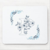 イニシャル"P"ブルーモノグラムカムフローラ マウスパッド (正面)