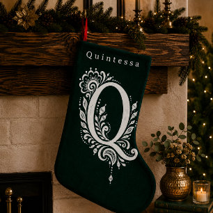 イニシャル Q フラワー モノグラム オーダーメイド クリスマス・ストッキング スモールクリスマスストッキング