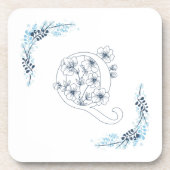 イニシャル"Q"ブルーモノグラムカムフローラ コースター (正面)