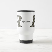 イニシャル「R」のアジサイの花 モノグラム オーダーメイド トラベルマグ (中央)
