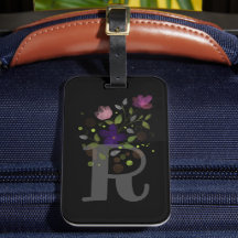 イニシャル「R」フラワーデザインラゲッジマーカー