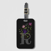 イニシャル「R」フラワーデザインラゲッジマーカー ラゲッジタグ (正面縦)