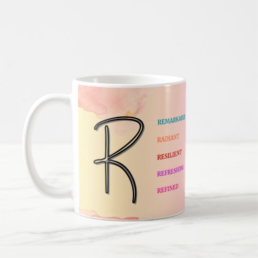 イニシャル「R」マグカップ(11oz) コーヒーマグカップ (左)