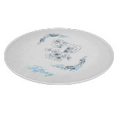 イニシャル"T"ブルーモノグラムカムフローラ カッティングボード (角)