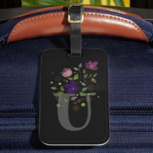 イニシャル「U」フラワーデザインラゲッジチケット