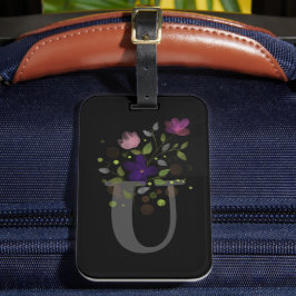 イニシャル「U」フラワーデザインラゲッジチケット ラゲッジタグ