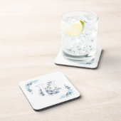 イニシャル"U" ブルーモノグラム カームフラワー コースター (右側)