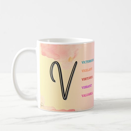 イニシャル「V」マグカップ(11oz) コーヒーマグカップ (左)
