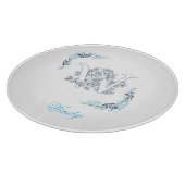 イニシャル"W"ブルーモノグラムカムフローラ カッティングボード (角)