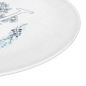 イニシャル"W"ブルーモノグラムカムフローラ カッティングボード (角)