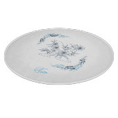 イニシャル"X"ブルーモノグラムカムフローラ カッティングボード (角)