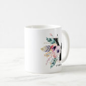 イニシャル「Y」のアルファベットのマグのモノグラムのBohoの水彩画 コーヒーマグカップ (正面右)