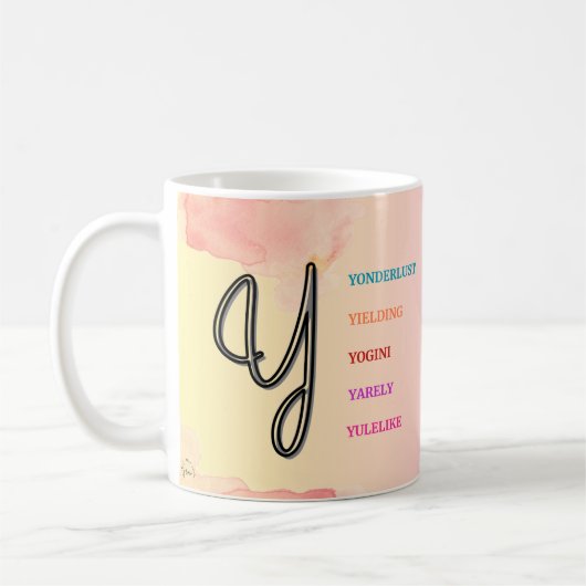 イニシャル「Y」マグカップ(11oz) コーヒーマグカップ (左)