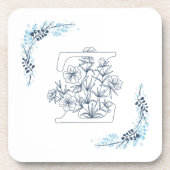 イニシャル"Z"ブルーモノグラムカムフローラ コースター (正面)