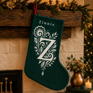 イニシャル Z ボタニカル モノグラム オーダーメイド クリスマス・ストッキング スモールクリスマスストッキング