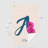 イニシャルAのジニアの花のモノグラム オーダーメイド ゴルフタオル (インサイチュ)