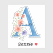 イニシャルAのフラワーモノグラム 水彩デザイン シール (シート)