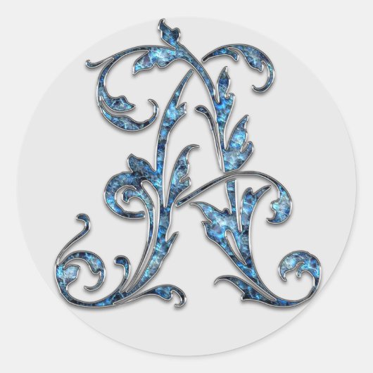 イニシャルAステッカー ラウンドシール (正面)