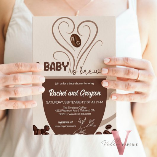 イニシャルAベビーはコーヒーシャワー招待状 招待状