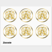イニシャルAラウンドステッカー金ゴールド ラウンドシール (シート)