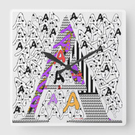 イニシャルA スクエア壁時計