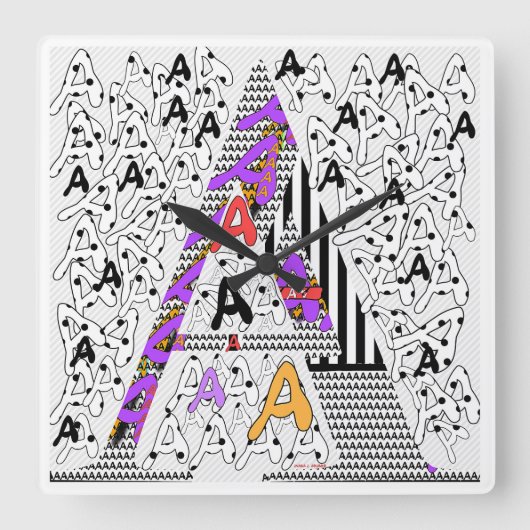 イニシャルA スクエア壁時計 (正面)