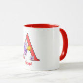 イニシャルA フラワー モノグラム マグカップ (正面右)