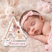 イニシャルA フラワー ローズゴールド モノグラム シール