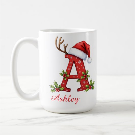 イニシャルA メリークリスマス コーヒーマグカップ (左)