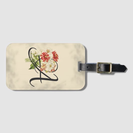 イニシャルA、ヴィンテージAnemonesラゲージタグ ラゲッジタグ (正面横)