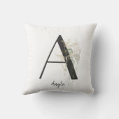 イニシャルA （柔らかい色の花） クッション (裏面)