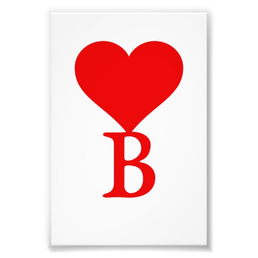 イニシャルBと大きな赤いハート フォトプリント            (正面)