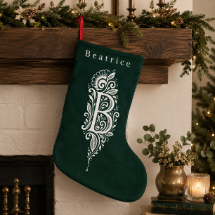 イニシャルBの植物モノグラム オーダーメイドクリスマス・ストッキング スモールクリスマスストッキング