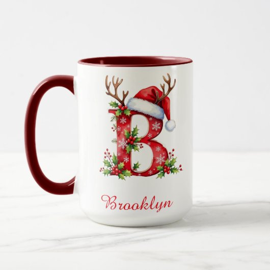 イニシャルBサンタ メリークリスマス マグカップ (左)