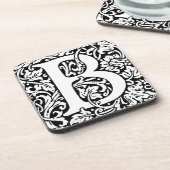 イニシャルBモノグラム。名カスタマイズ花柄 コースター (左側)