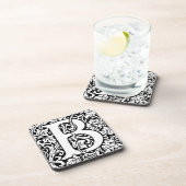 イニシャルBモノグラム。名カスタマイズ花柄 コースター (右側)