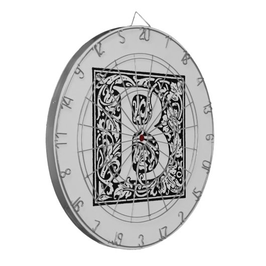 イニシャルBモノグラム。名カスタマイズ花柄 ダーツボード (正面左)