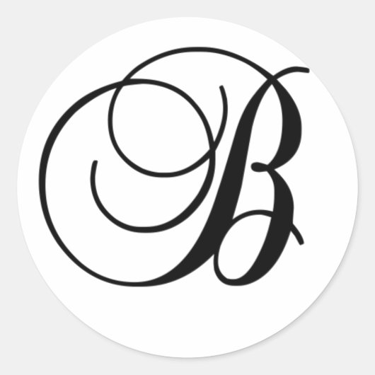 イニシャルBラウンドステッカー ラウンドシール (正面)