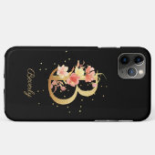 イニシャルB フローラルモノグラム 名前をカスタマイズ Case-Mate iPhoneケース (裏面(横))