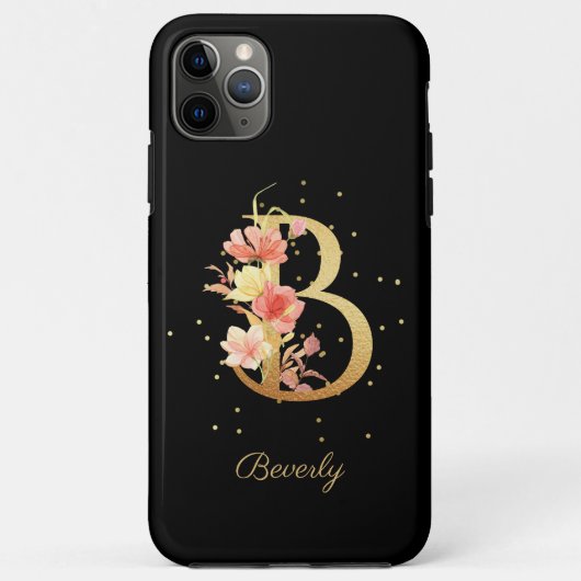 イニシャルB フローラルモノグラム 名前をカスタマイズ Case-Mate iPhoneケース (裏面)