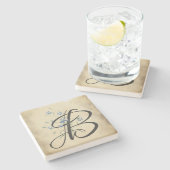 イニシャルB、ヴィンテージブルーベルズストーンコースター ストーンコースター (横)