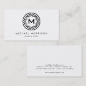 イニシャルB&W付き装飾円ロゴ 名刺 (正面/裏面)