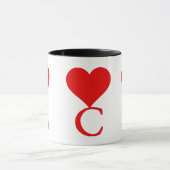 イニシャルCと大きな赤いハート マグカップ (中央)