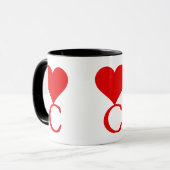 イニシャルCと大きな赤いハート マグカップ (正面左)