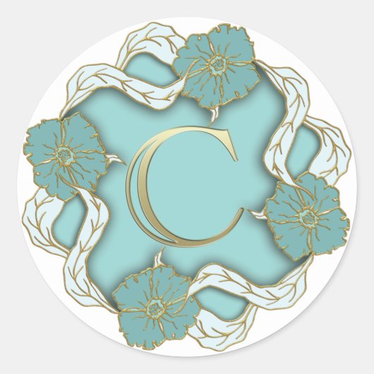 イニシャルCのモノグラムステッカー ラウンドシール (正面)