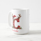 イニシャルCの雪の結晶 メリークリスマス コーヒーマグカップ (正面左)