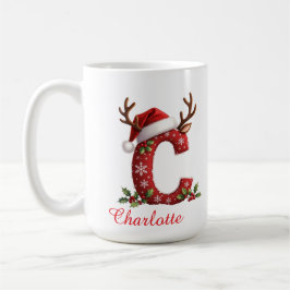 イニシャルCの雪の結晶 メリークリスマス コーヒーマグカップ