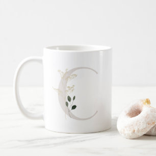 イニシャルCソフトカラー花コーヒーマグ コーヒーマグカップ