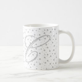 イニシャルCモノグラムホワイトダイヤモンドプリント コーヒーマグカップ